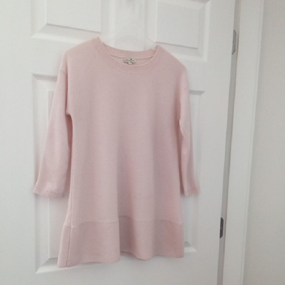 Cortland Park Blush Pink Cashmere Scoop Neck Ottoman Sweater